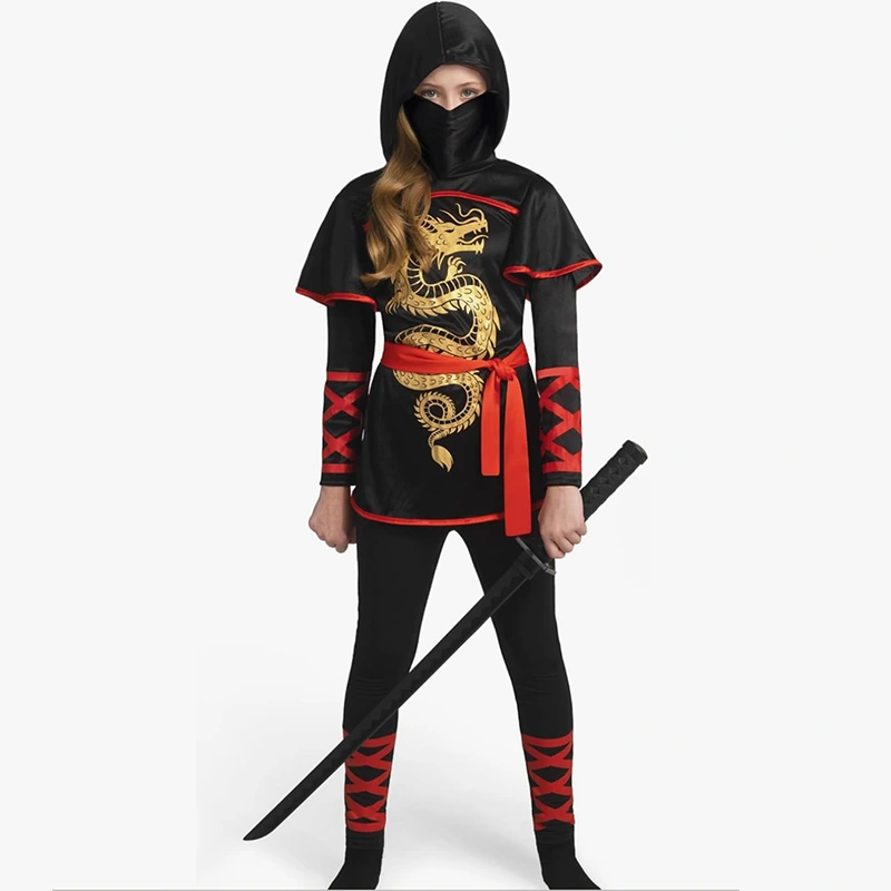 Themed Photoshoot Trendy Black and Red Girls Ninja Costume